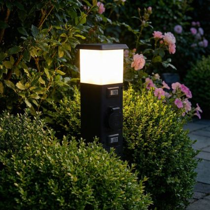 Brilagi - Външна лампа с 2 SCHUKO контакта 1xE14/15W/230V IP44 черна