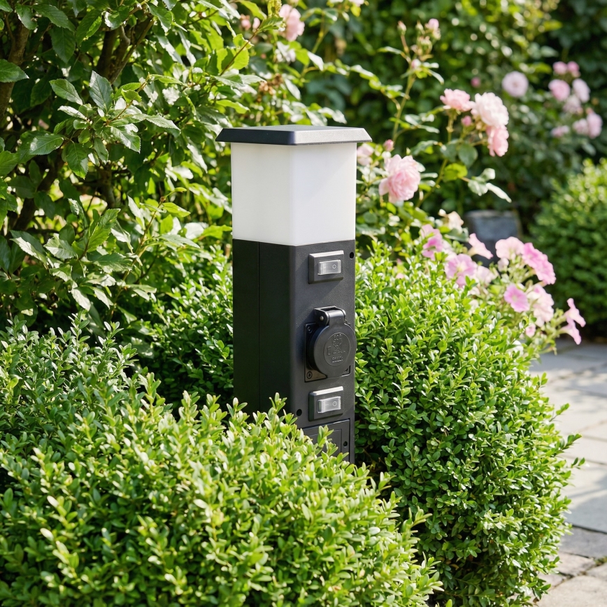 Brilagi - Външна лампа с 2 SCHUKO контакта 1xE14/15W/230V IP44 черна