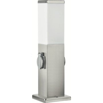 Brilagi - Външна лампа с 2 SCHUKO контакта, 1xE27/15W/230V, 40 см, IP44, матов хром