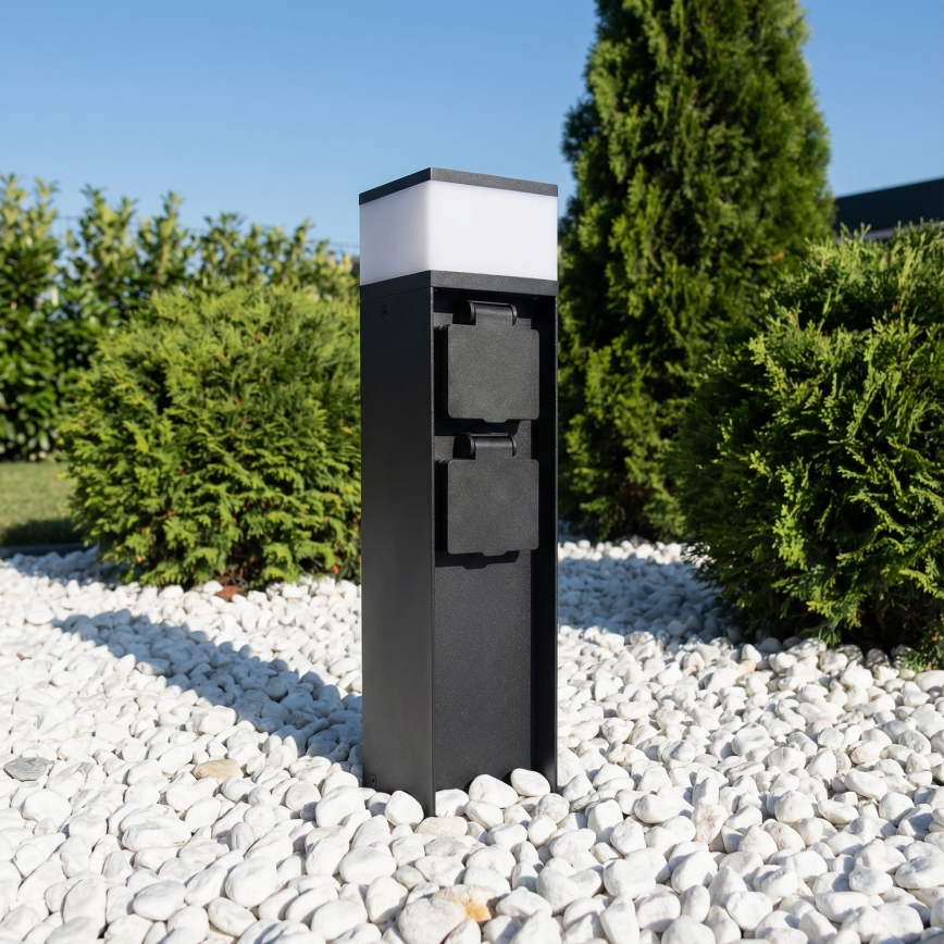 Brilagi - Външна лампа с 2 SCHUKO контакта 1xG9/11W/230V IP44 черна