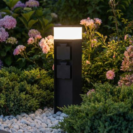 Brilagi - Външна лампа с 2 SCHUKO контакта 1xG9/11W/230V IP44 черна