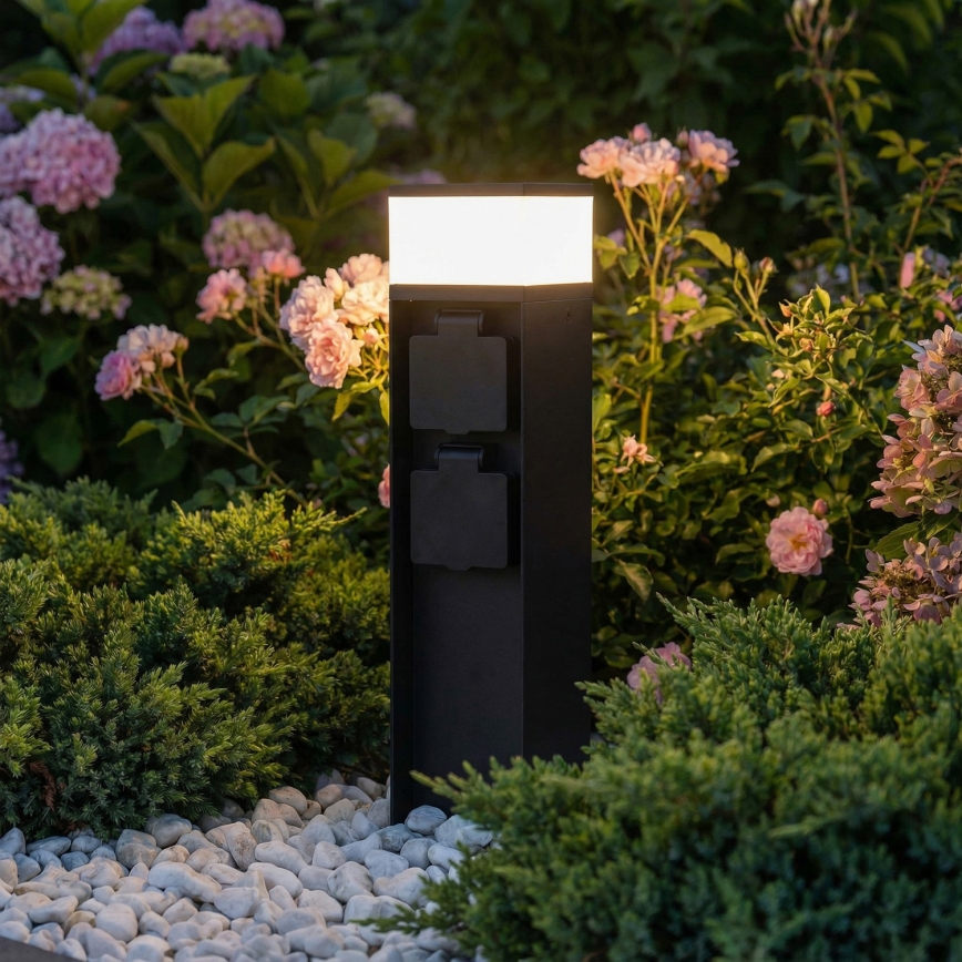 Brilagi - Външна лампа с 2 SCHUKO контакта 1xG9/11W/230V IP44 черна