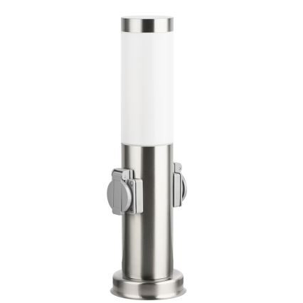 Brilagi - Външна лампа NOVA с 2 SCHUKO контакта, 1xE27/15W/230V, 40 см, IP44, матов хром