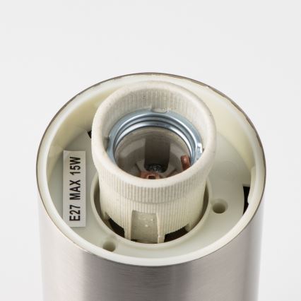 Brilagi - Външна лампа NOVA с 2 SCHUKO контакта, 1xE27/15W/230V, 40 см, IP44, матов хром