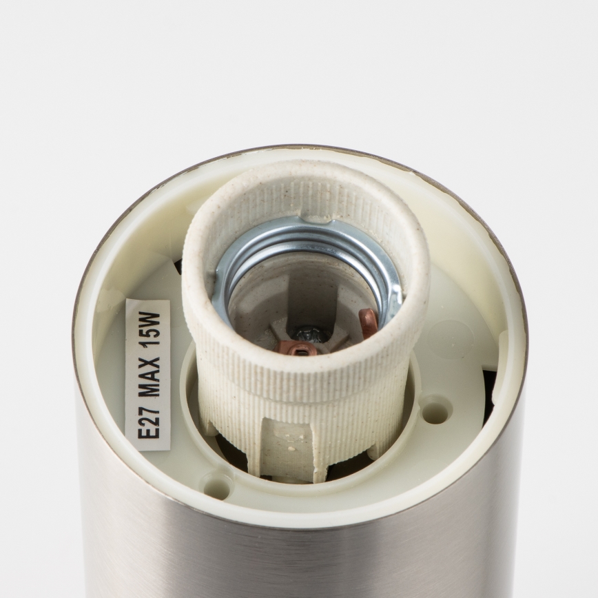 Brilagi - Външна лампа NOVA с 2 SCHUKO контакта, 1xE27/15W/230V, 40 см, IP44, матов хром