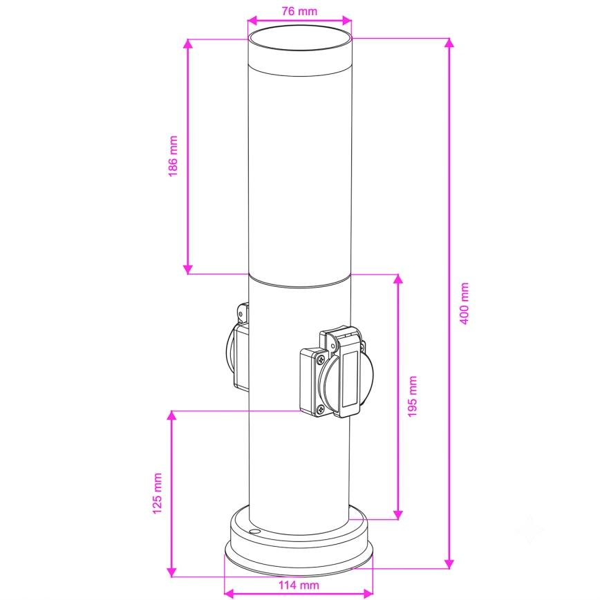 Brilagi - Външна лампа NOVA с 2 SCHUKO контакта, 1xE27/15W/230V, 40 см, IP44, матов хром