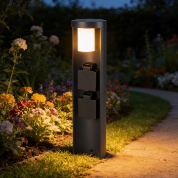 Brilagi - Външна лампа с 2 SCHUKO контакта PILLAR 1xG9/11W/230V IP44 антрацит