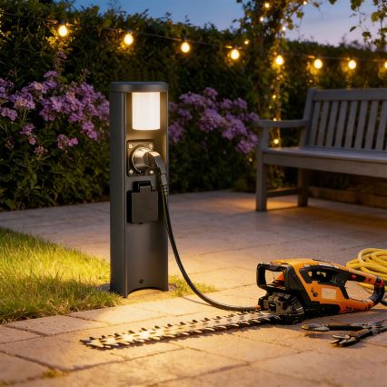 Brilagi - Външна лампа с 2 SCHUKO контакта PILLAR 1xG9/11W/230V IP44 антрацит