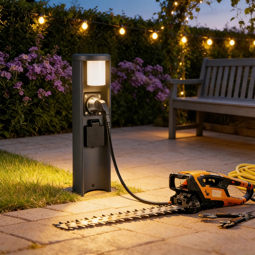 Brilagi - Външна лампа с 2 SCHUKO контакта PILLAR 1xG9/11W/230V IP44 антрацит
