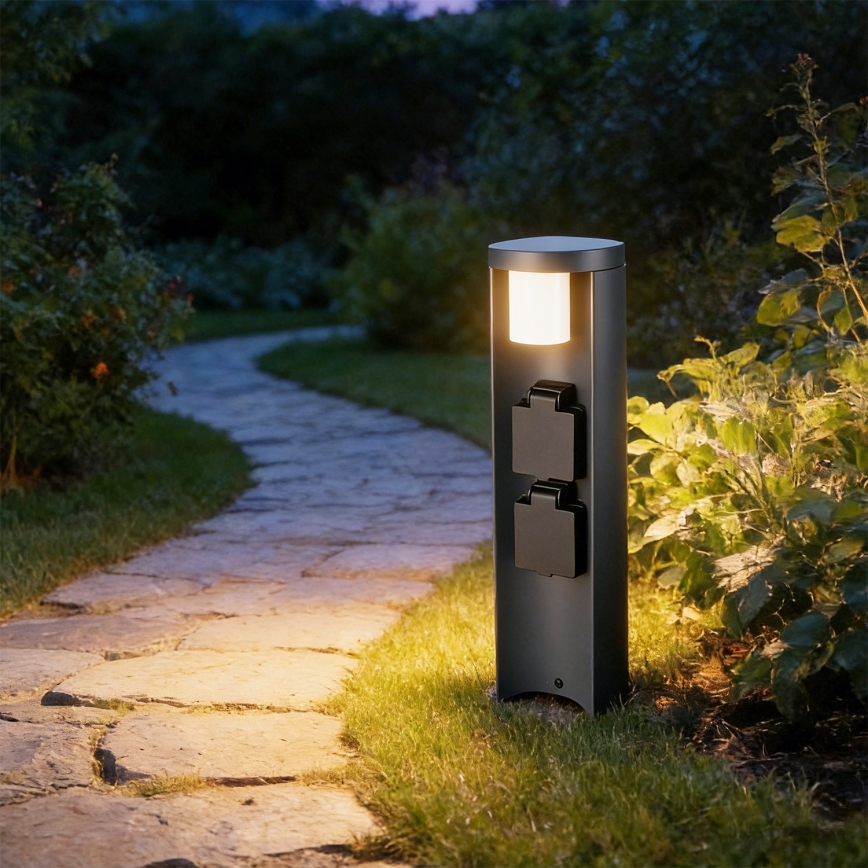 Brilagi - Външна лампа с 2 SCHUKO контакта PILLAR 1xG9/11W/230V IP44 антрацит
