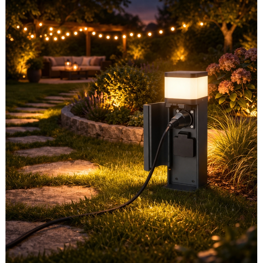 Brilagi - Външна лампа PILLAR с 2 SCHUKO контакта 1xG9/11W/230V IP44 антрацит