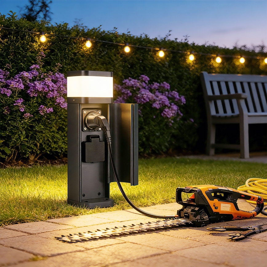Brilagi - Външна лампа PILLAR с 2 SCHUKO контакта 1xG9/11W/230V IP44 антрацит