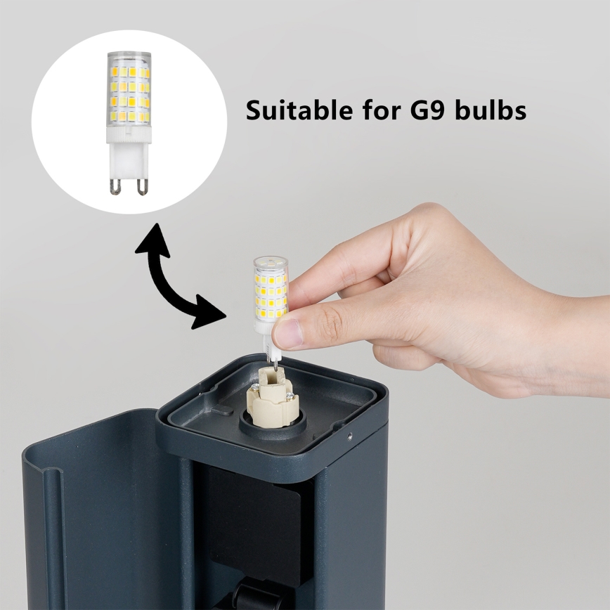 Brilagi - Външна лампа PILLAR с 2 SCHUKO контакта 1xG9/11W/230V IP44 антрацит