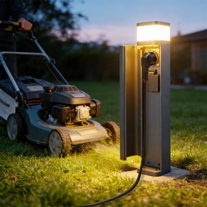 Brilagi - Външна лампа PILLAR с 2 SCHUKO контакта, 1xG9/11W/230V, IP44, антрацит