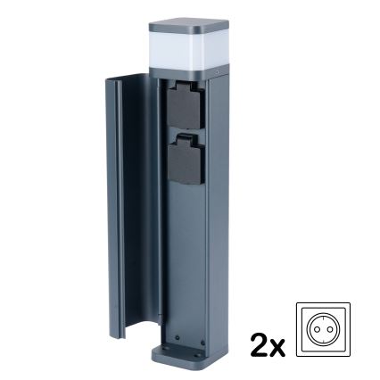 Brilagi - Външна лампа PILLAR с 2 SCHUKO контакта, 1xG9/11W/230V, IP44, антрацит