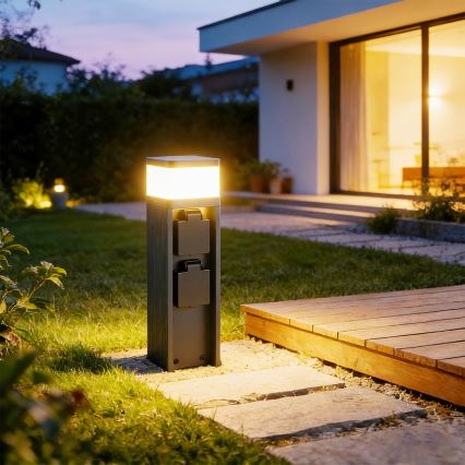 Brilagi -външна лампа с 2 SCHUKO контакта PILLAR 1xG9/11W/230V IP44 антрацит