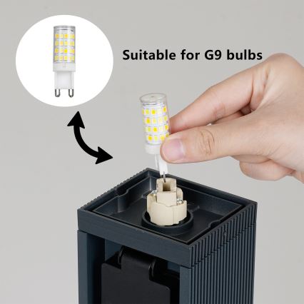 Brilagi -външна лампа с 2 SCHUKO контакта PILLAR 1xG9/11W/230V IP44 антрацит