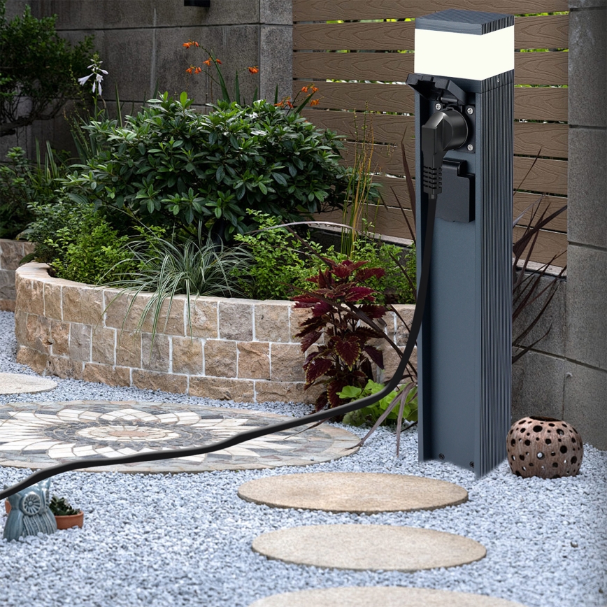 Brilagi - Външна лампа PILLAR с 2 SCHUKO гнезда 1xG9/11W/230V IP44 антрацит