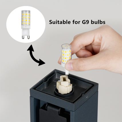 Brilagi - Външна лампа PILLAR с 2 SCHUKO гнезда 1xG9/11W/230V IP44 антрацит