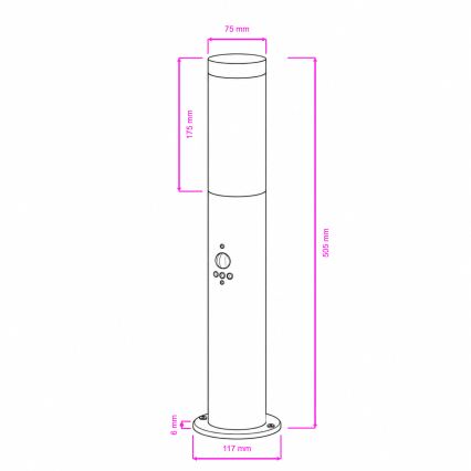 BRILAGI - Външна лампа със сензор за движение ELIA 1xE27/20W/230V IP44 50 см матов хром