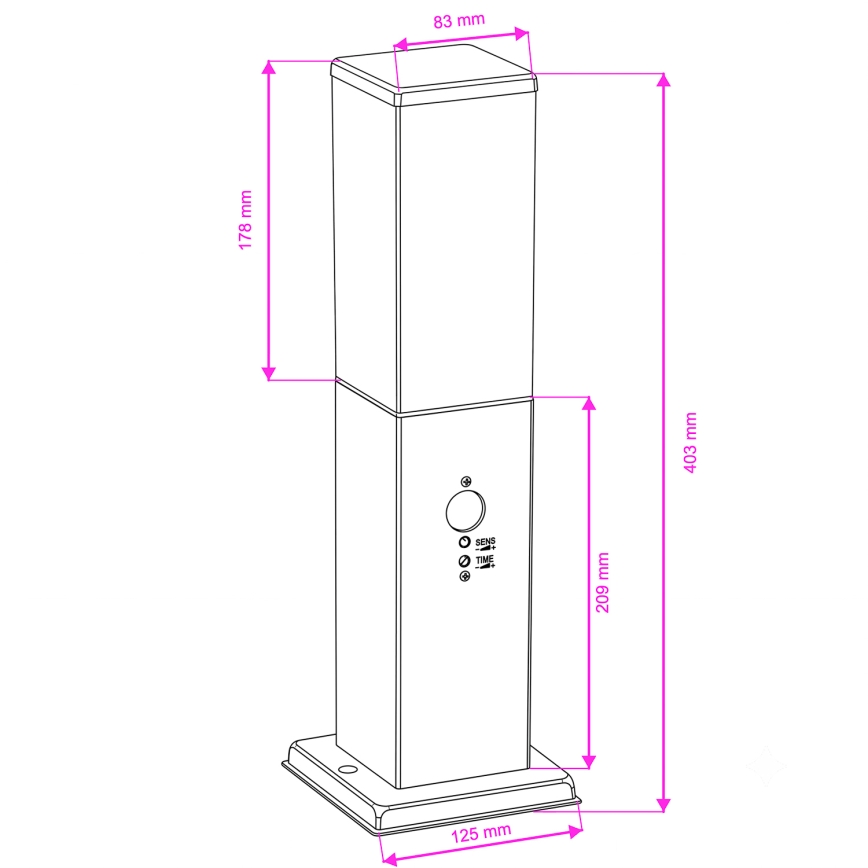 Brilagi - Външна лампа със сензор за движение NOVA 1xE27/15W/230V 40 cm IP44 черна