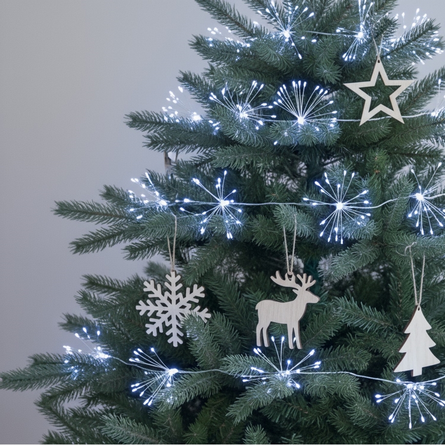 Brilagi - Външна LED верига 150xLED 5m IP44 студено бяло, ефект фойерверк