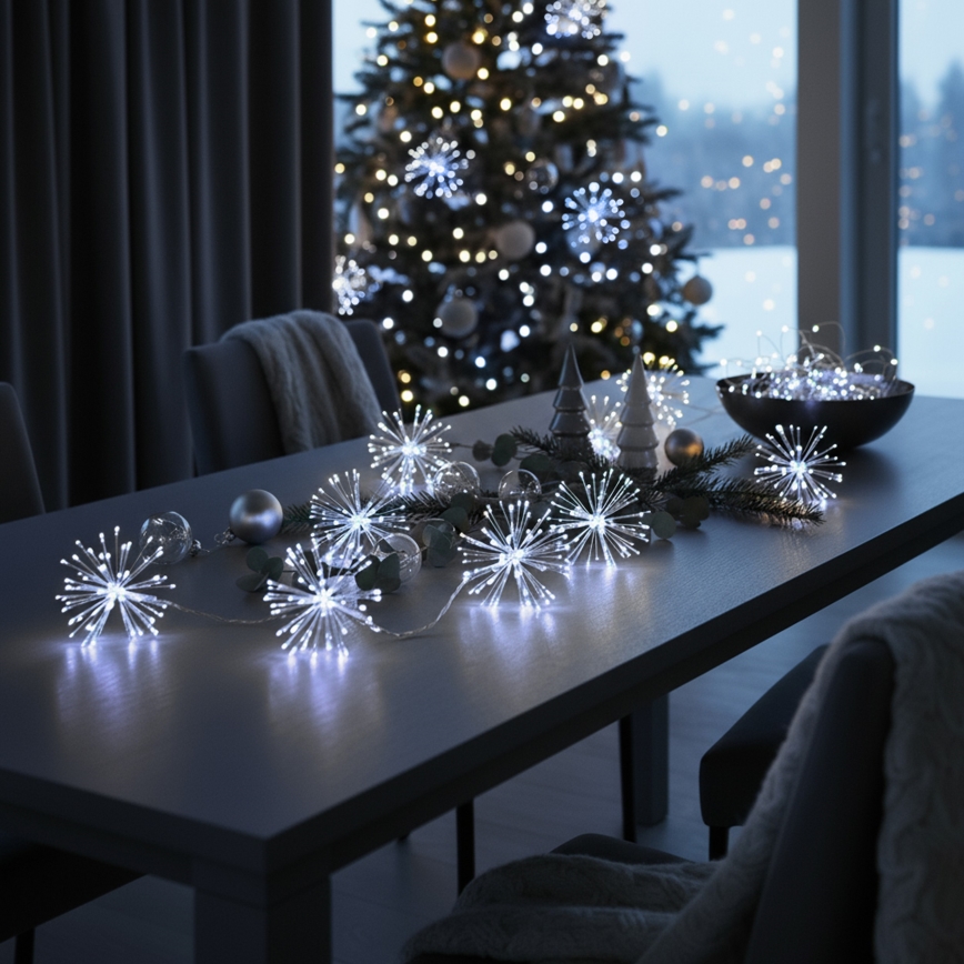 Brilagi - Външна LED верига 150xLED 5m IP44 студено бяло, ефект фойерверк