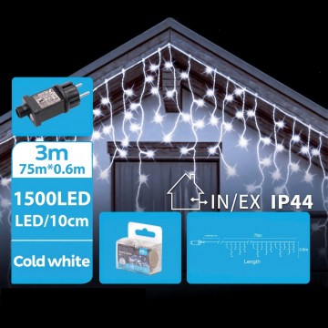 BRILAGI - Външна LED коледна верига 1500xLED/12W/8 функции 78x0,6m IP44 студено бяло