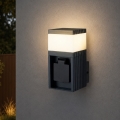 BRILAGI - Външна стенна лампа PILLAR със SCHUKO гнездо 1xG9/11W/230V IP44 антрацит