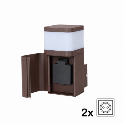 BRILAGI - Външна стенна лампа със SCHUKO контакт PILLAR 1xG9/11W/230V IP44 кафява