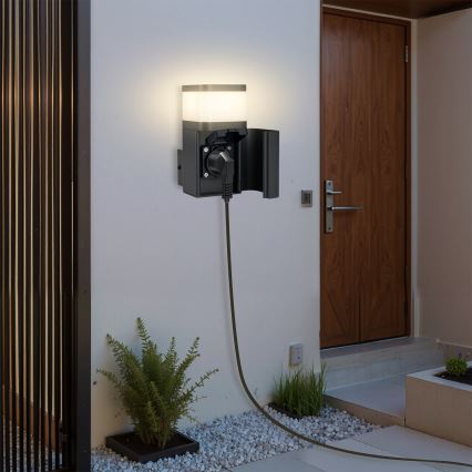 Brilagi - Външна стенна лампа с вграден контакт SCHUKO PILLAR 1xG9/11W/230V IP44 антрацит