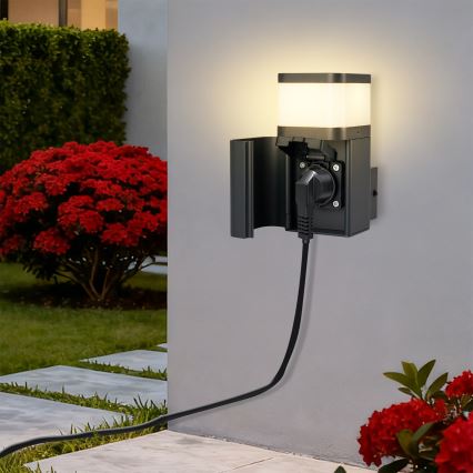 Brilagi - Външна стенна лампа с вграден контакт SCHUKO PILLAR 1xG9/11W/230V IP44 антрацит