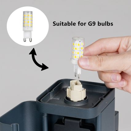 Brilagi - Външна стенна лампа с вграден контакт SCHUKO PILLAR 1xG9/11W/230V IP44 антрацит