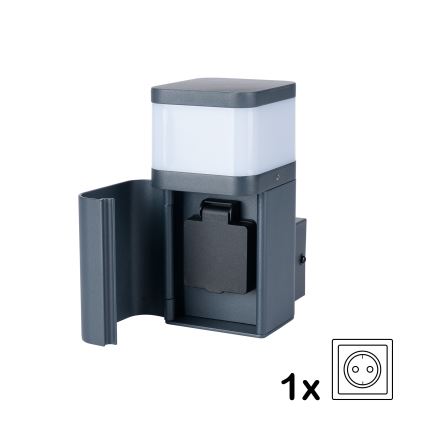Brilagi - Външна стенна лампа с вграден контакт SCHUKO PILLAR 1xG9/11W/230V IP44 антрацит