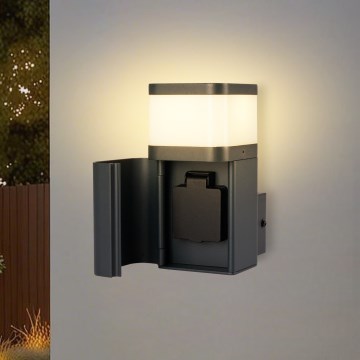 Brilagi - Външна стенна лампа с вграден контакт SCHUKO PILLAR 1xG9/11W/230V IP44 антрацит