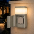 BRILAGI - Външна стенна лампа с контакт SCHUKO PILLAR 1xG9/11W/230V IP44 сива