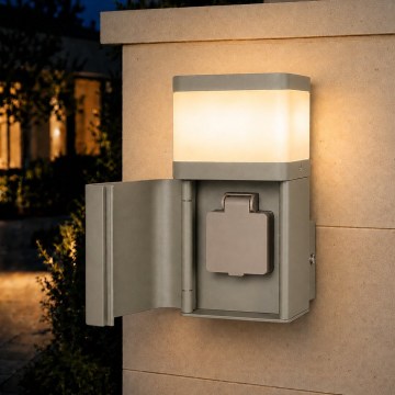 BRILAGI - Външна стенна лампа с контакт SCHUKO PILLAR 1xG9/11W/230V IP44 сива