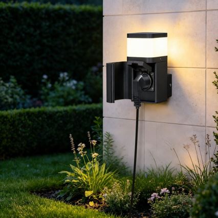 BRILAGI - Външна стенна лампа с контакт SCHUKO PILLAR 1xG9/11W/230V IP44 черна