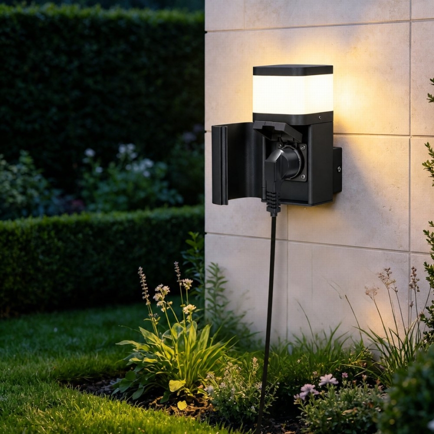 BRILAGI - Външна стенна лампа с контакт SCHUKO PILLAR 1xG9/11W/230V IP44 черна