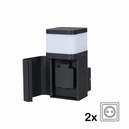 BRILAGI - Външна стенна лампа с контакт SCHUKO PILLAR 1xG9/11W/230V IP44 черна