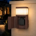 BRILAGI - Външна стенна лампа със SCHUKO контакт PILLAR 1xG9/11W/230V IP44 кафява