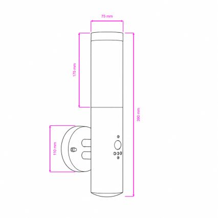 BRILAGI - Външна стенна лампа с сензор ELIA 1xE27/20W/230V IP44 матов хром