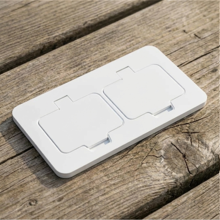 Brilagi - Външна вградена подова двойна розетка IP55, бяла, правоъгълна