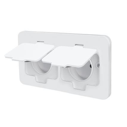 Brilagi - Външна вградена подова двойна розетка IP55, бяла, правоъгълна