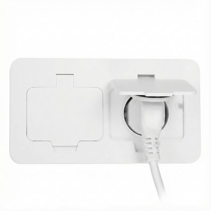 Brilagi - Външна вградена подова двойна розетка IP55, бяла, правоъгълна