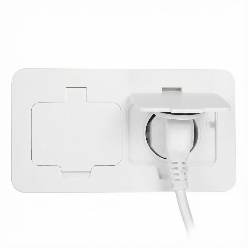 Brilagi - Външна вградена подова двойна розетка IP55, бяла, правоъгълна