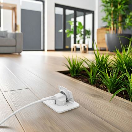 Brilagi - Външна вградена подова розетка IP55, бяла, правоъгълна