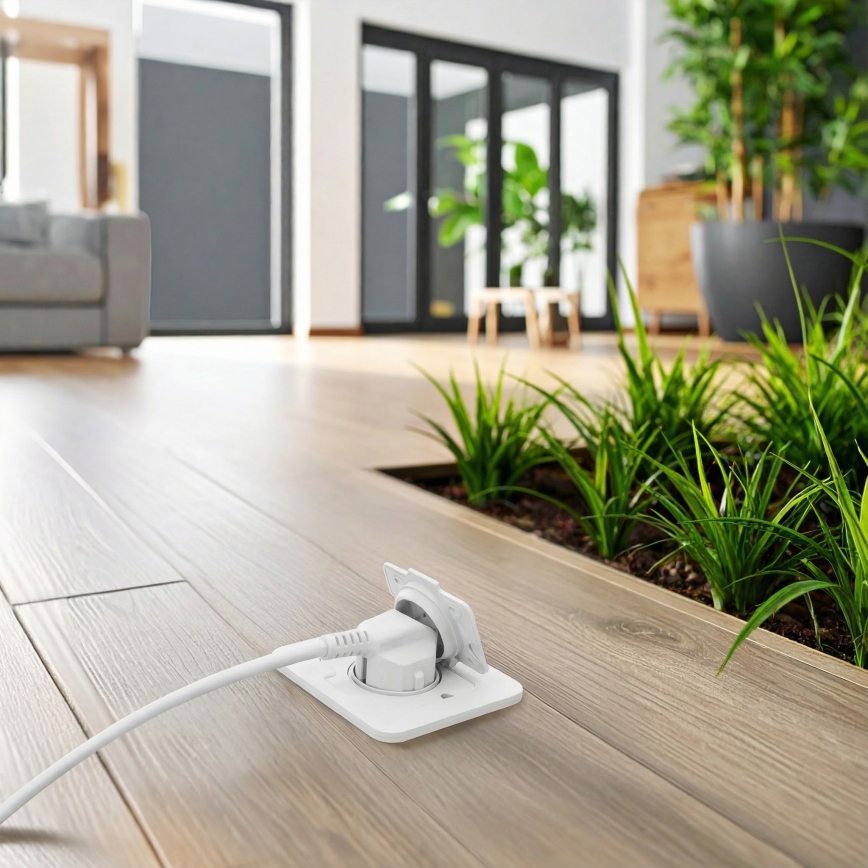 Brilagi - Външна вградена подова розетка IP55, бяла, правоъгълна