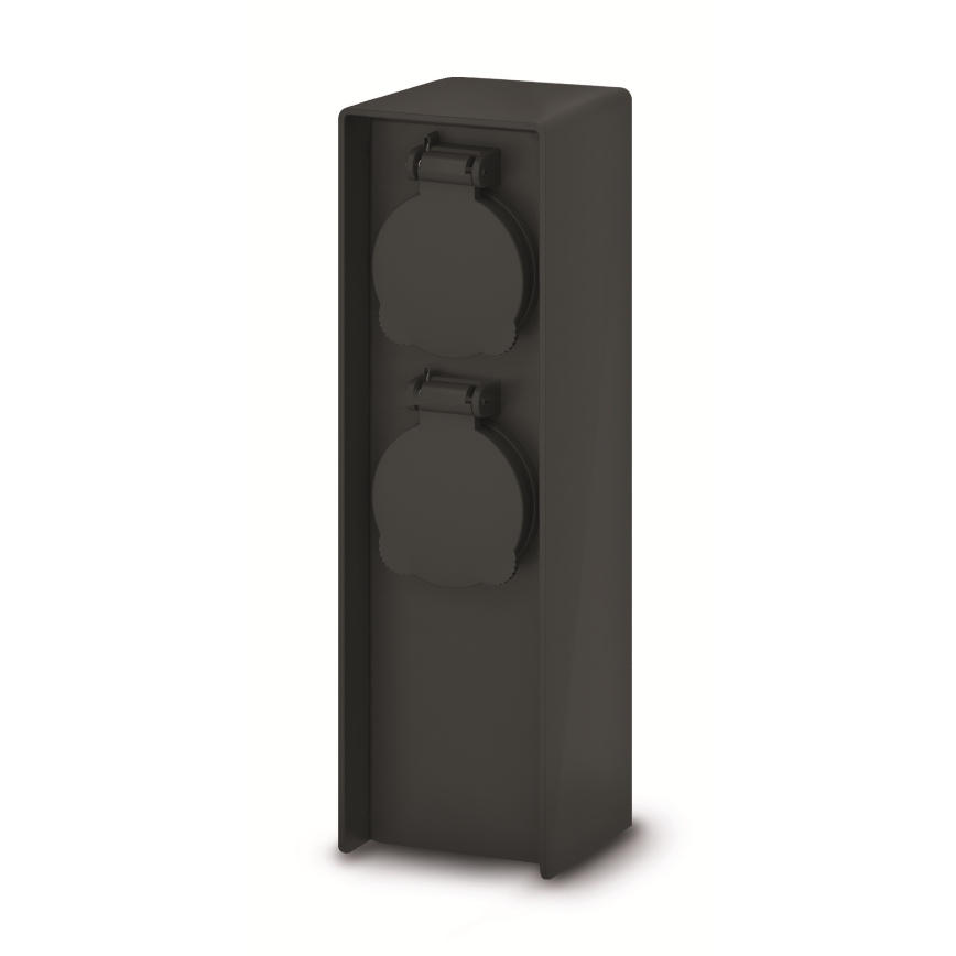 Brilagi - Външна колона за контакти, 2 гнезда, 230V, IP44, SCHUKO, черна