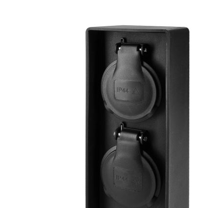 Brilagi - Външна колона за контакти, 2 гнезда, 230V, IP44, SCHUKO, черна